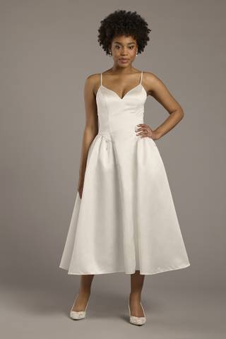 Picture of Satin Drop Waist Spaghetti Strap Midi Dress